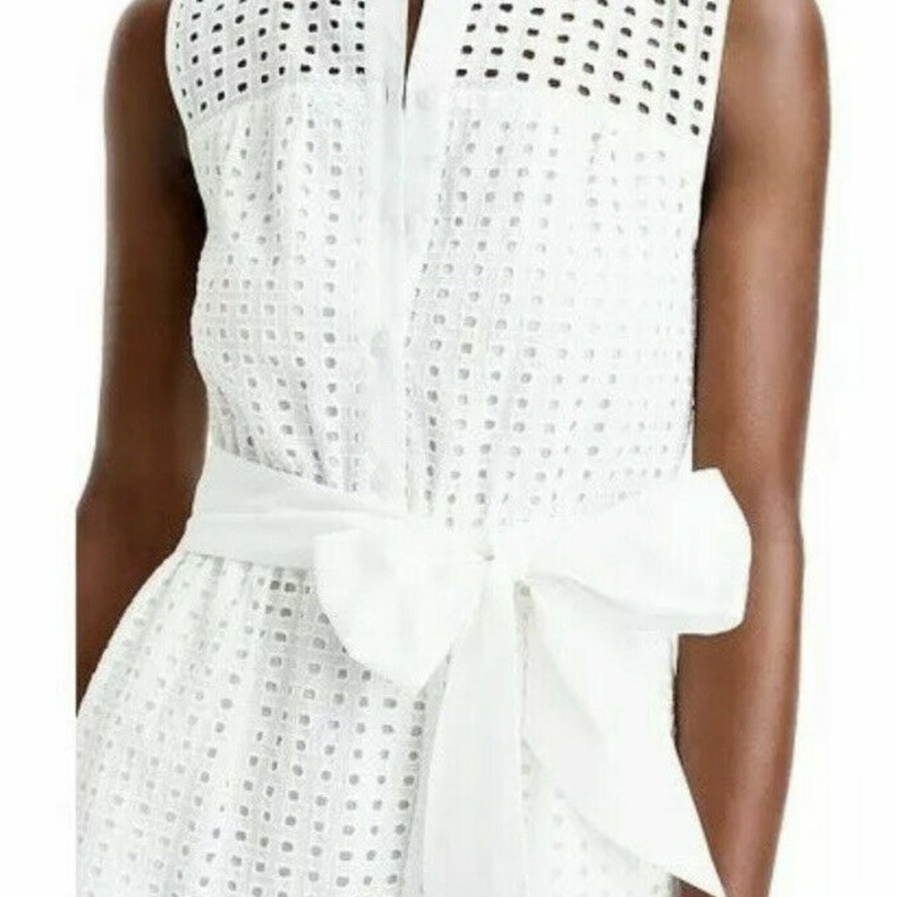 J.Crew All Over Eyelet Lace White Tie Dress - Picture 2 of 8